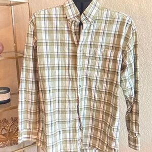 Wrangler Men's Plaid Shirt in Green and White